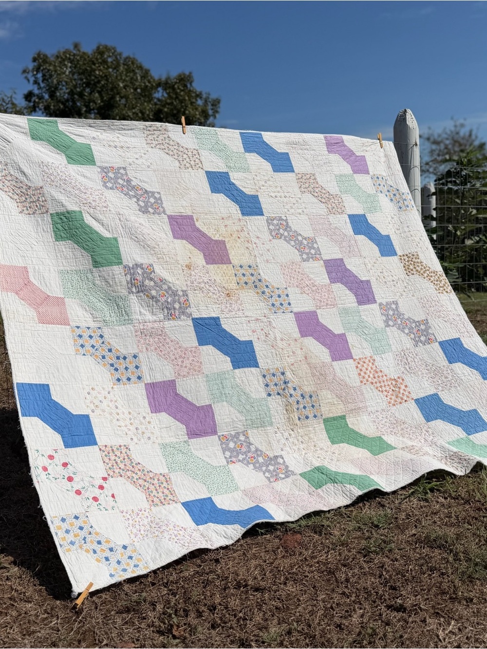Vintage Hand sewn Bow tie Quilt